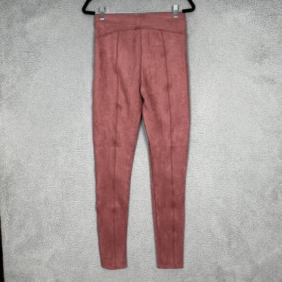 SPANX Faux Suede Leggings Womens Medium Tall Pink Rich Rose Shaping Soft Fall - Picture 3 of 12